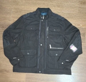 INC International Concepts Black Wool Blend Bomber Field Jacket Mens XXL - Picture 1 of 7