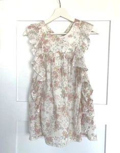CUPCAKES & CASHMERE*PRETTY!! RUFFLED PINK WHITE GLITTER FLORAL DRESS*GIRL'S 6 - Picture 1 of 5