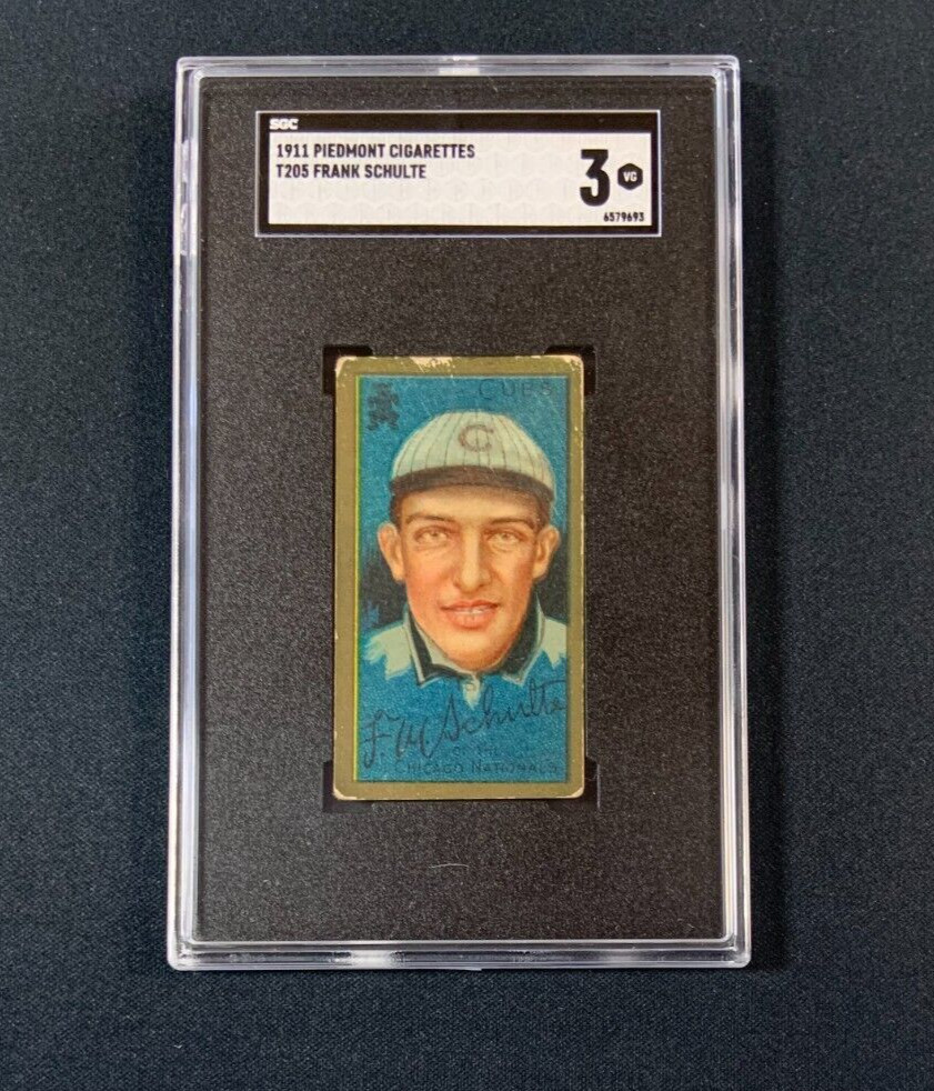 1911 T205 Piedmont Back Baseball Card Frank Schulte Graded SGC 3 Chicago Cubs