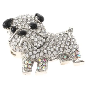 Silberfarbene Metall Hunde Brosche mit Strass P1394-SAB - Bild 1 von 2