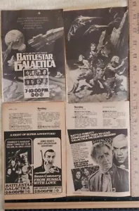 BATTLESTAR GALACTICA Premiere Double Page TV Ad, More 1970s B/W Charlie's Angels - Picture 1 of 5