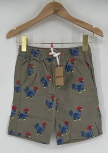 Mini Boden Kids' Hen Print Cotton Drawstring Shorts Pottery Green. 7Y. MSRP $39 - Picture 1 of 4