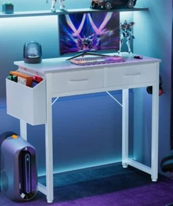 Small Desk with Drawers & Storage|Bedroom Study PC Table|Heigt 30.6" Stylish! - Picture 1 of 9