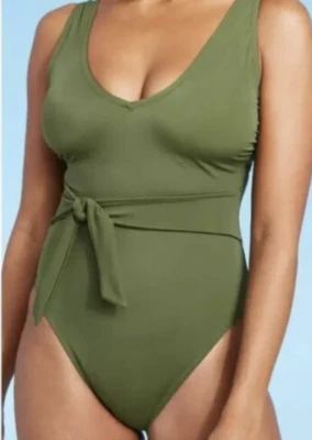 Women's  Tie-Front Wrap One Piece Swimsuit - Shade Shore Palm Green   Variety Sz - Image 1 of 4