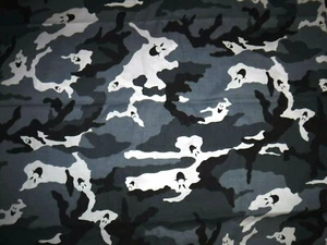 HALLOWEEN FABRIC**CAMOUFLAGE BLACK & GRAY WITH WHITE GHOSTS*COTTON**1 YARD - Picture 1 of 1