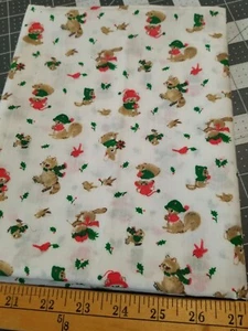 VTG Springs Mills Inc Christmas Fabric Critters Squirrel Mouse Racoon Beaver 1yd - Picture 1 of 3