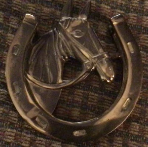 Equestrian Horse Brass Horse Shoe Horse Head Door Knocker #12 - Picture 1 of 4