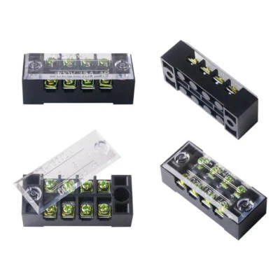5 Pcs 600V 15A Dual Row 4 Position Covered Screw Terminal Block Strip - Image 1 of 4