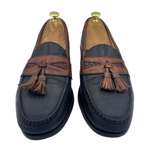 Allen Edmonds Loafers Men's 11 C Black Leather Brown Tassels "Maxfield" - Picture 1 of 10