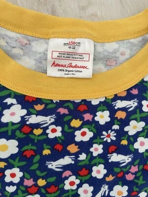 Pijama Hanna Andersson Algodón Orgánico Pascua Primavera Conejo Floral Talla 12 Foto 1 de 4