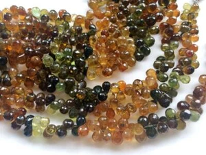 4x6-5x7 mm Petro Tourmaline Faceted Teardrops, Green And Yellow Tourmaline Bead - Picture 1 of 5