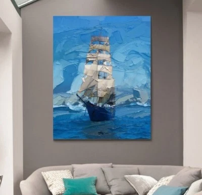 XXL LEINWAND BILD 130x100x5 GEMÄLDE SEGELSCHIFF NATUR ABSTRAKT MODERN WANDBILD - Bild 1 von 3