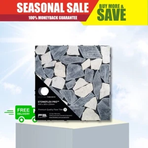 STONEFLEX PRO™ Outdoor Stone Floor Tiles - Galaxy Grey Pure White - 300x300x20mm - Picture 1 of 3