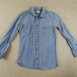 Glanshirt Shirt Mens Medium Blue Chambray Button Up Made in Italy Workwear - Picture 1 of 24