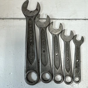 Vtg Lot 5 INDESTRO Combination Wrenches Chicago USA Drop Forged Select Steel - Picture 1 of 14