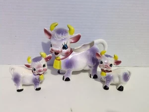 Vintage Elsie the Cow Anthropomorphic Creamer Sugar Salt & Pepper Shakers Japan - Picture 1 of 7