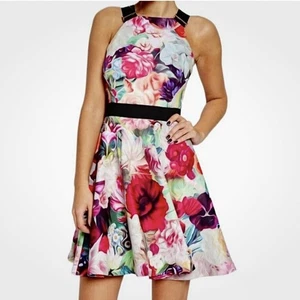Ted Baker Samra Watercolor Floral Fit & Flare Skater Dress 2 sleeveless colorful - Picture 1 of 9
