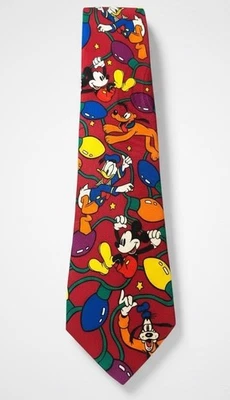 Corbata de Navidad vintage Disney Mickey Donald Goofy luces rojas hechas en Corea Foto 1 de 3