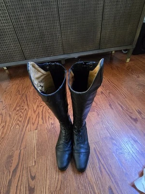 Botas ecuestres de montaña para mujer talla 8 de cuero negro con cremallera Foto 1 de 4