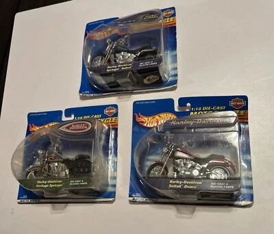 Mattel Hot Wheels Harley Davidson 1:18 Die Cast Motorcycle 🏍️ Lot Of 3 Blister - Image 1 of 4
