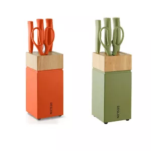 German Engineered Premium Stainless Steel 5 pieces knife set rubber wood block - Picture 1 of 7