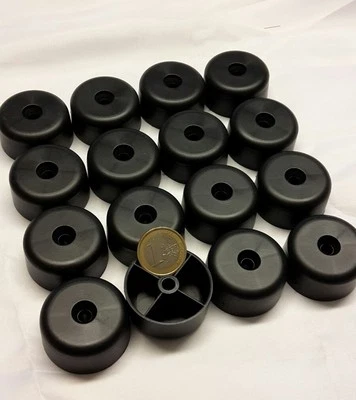 16 x Polsterfuß Ø 40 x 20 mm h Möbelgleiter Fuß Sesselerhöhung Kst. schwarz NEU - Bild 1 von 4