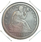 1843 Seated Liberty Half Dollar United States silver coin 50 Cent Piece see pics