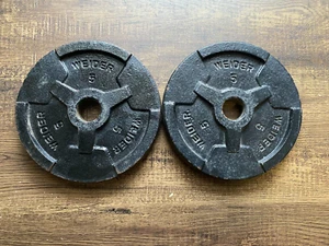 Pair of Weider 5lb Barbell Weight Plate Standard Easy Grip 1" Hole - Picture 1 of 4