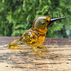 Yellow Glass Bird Figurines Blown Sculpture | Collectible Birds Christmas Gift - Picture 1 of 9