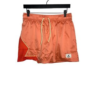 Nike Jordan Skirt Women Medium Orange Skort Activewear Workout Running Gym Satin