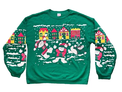 Sudadera Vintage Gee Wiz Juvenil Verde Fea Navidad Talla 14-16 Foto 1 de 3