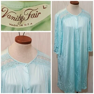 Vanity Fair Vintage Nightgown Robe Nylon Lace Lingerie Dress Size Large - Picture 1 of 10