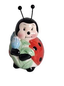 Anthropomorphic LADYBUG TULIPS Ceramic Pepper Shaker ONLY- Unmarked - Picture 1 of 7