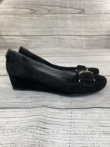 Stuart Weitzman Wedged Shoes Women Size 10 Slip On Suede Casual Shoes - Black - Picture 1 of 9