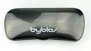 Byblos Eyeglasses Case Gray Clamshell Metal Hard Case Vintage Made In Italy - Picture 1 of 8