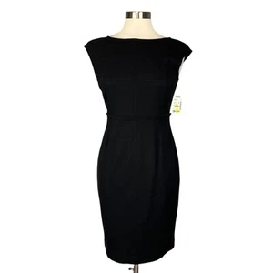 Exposite by Magaschoni Womens Black Cap Sleeve Sheath Dress Boat Neck size 8 - Picture 1 of 11
