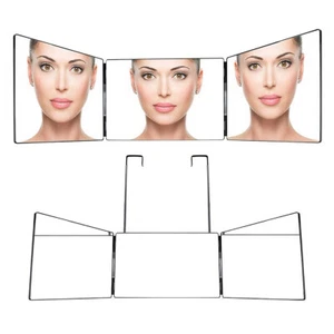 Over Door Hanging 3 Way Mirror 360° View Trifold Makeup Mirror Self Hair Cutting - Picture 1 of 22