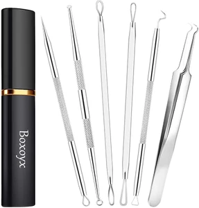 Pimple Popper Tool Kit - 6 Pcs Blackhead Remover Comedone Extractor Tool Kit wit - Picture 1 of 12