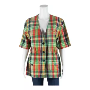 Vintage ARA Womens Printed Blouse Red 90s Plaid L - Picture 1 of 5