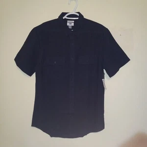 Old Navy Slim Fit Button Front Shirt-Medium-Linen Blend-Pockets-Short Sleeve-NEW - Picture 1 of 9