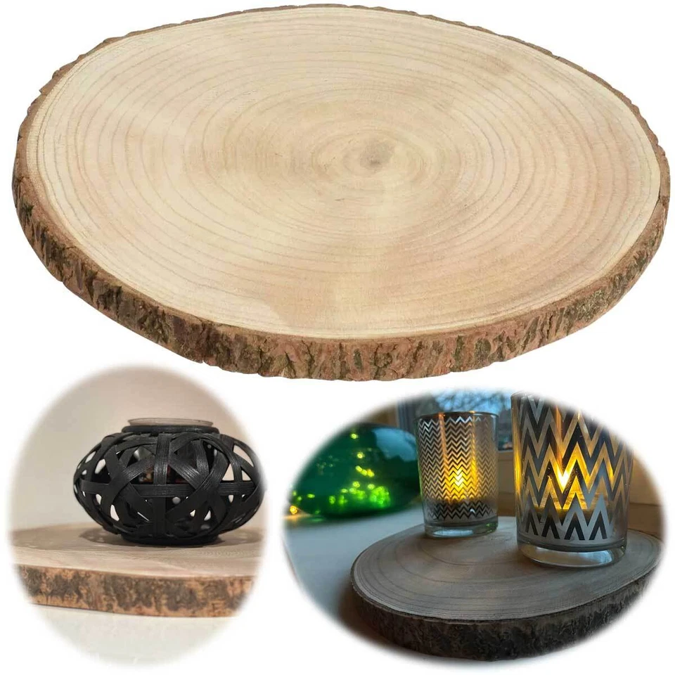 XL Holz-Scheibe Rindenbrett Astscheibe Rund Oval 30cm Rindenscheibe Baumscheibe - Bild 1 von 4
