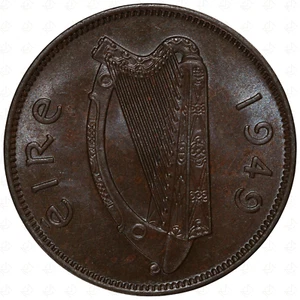 Münze Irland Leat Pingin (Half Penny) 1949 - Bild 1 von 2
