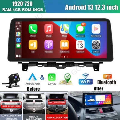 For Honda Accord 8 2008-2013 Radio Apple CarPlay Android 13 Car Stereo GPS Navi - Image 1 of 4