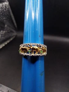925 Silver Gemporia Ring Ft. Elephants With Peridot Stones Size L¹/² To M - Picture 1 of 7