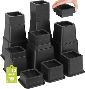 28 PCS Bed Risers 12 Inch Heavy Duty, Adjustable Furniture Risers up to 12 Inch - Picture 1 of 6