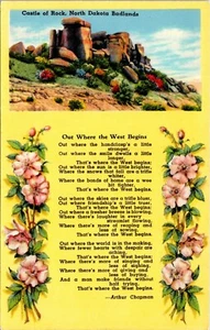 Out Where the West Begins Poem Badlands N. Dakota Postcard - Picture 1 of 2