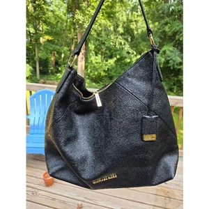 Bolso de Hombro Michael Kors Karson Grande Cuero Guijarro Negro Cartera Dorado Hardwar - Imagen 1 de 15