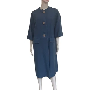 Vintage 1950s Cornflower Blue Short-Sleeve Wool Coat Size Large - Picture 1 of 7