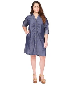 Michael Kors Womens Ruched Front Chambray Shirt Dress - Picture 1 of 1