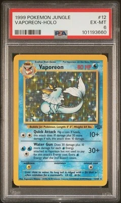 1999 POKEMON JUNGLE Vaporeon #12 Holo PSA 6 EX-MT - Image 1 of 3